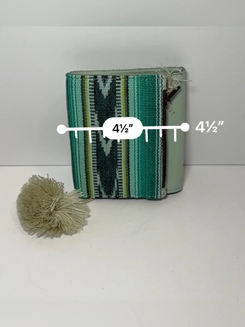 Nena & Co Artisan Woven Small Wallet / Coin Purse - Green Boho Chevron Pattern